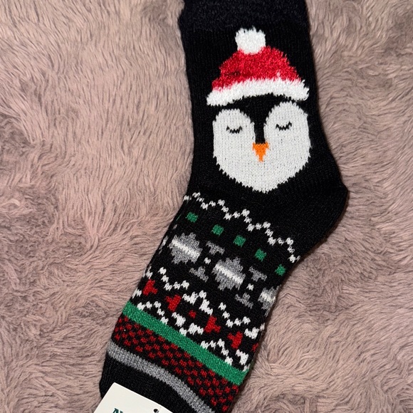 Northeast Women's Penguin Holiday Socks - Black and Red - Picture 3 of 6